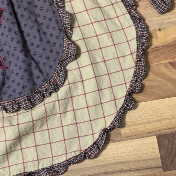 Nancy's Nook Tie Apron Farm House Star Brown Blue Plaid Kitchen India 4th July - Picture 2 of 11